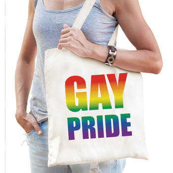 Gay Pride regenboog katoenen tas wit - Feest Boodschappentassen