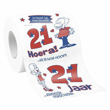 Toiletrol/wc-papier rol 21 jaar cadeau feestversiering/decoratie - Fopartikelen