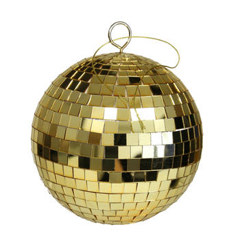 Othmar Decorations disco kerstballen - goud - 15 cm - kunststof - Kerstbal