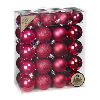 Inge Christmas kerstballen - 44x st- bessen roze - kunststof - mix - Kerstbal