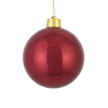 1x Grote kunststof decoratie kerstbal donkerrood 20 cm - Kerstbal