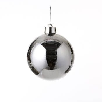 1x Grote kunststof decoratie kerstballen zilver 20 cm - Kerstbal