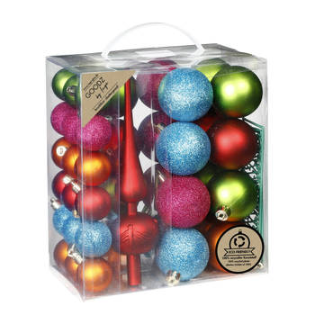Inge Christmas kerstballen -39-dlg- gekleurd - kunststof - met piek - Kerstbal
