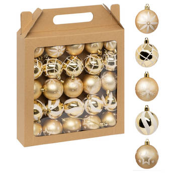 Feeric Christmas gedecoreerde kerstballen 25x- 6 cm - goud -kunststofA - Kerstbal