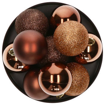 Atmosphera kerstballen - 5x stuks - brons - kunststof - 5 cm - Kerstbal