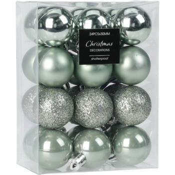 Christmas Decoration Kerstballen - 16x - 5 cm - kunststof - mintgroen - Kerstbal