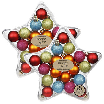 Kerstballen - 40 stuks - gekleurd - 3 cm - kunststof - Kerstbal