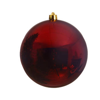 Decoris kerstbal - groot formaat - D25 cm - donkerrood - plastic - Kerstbal