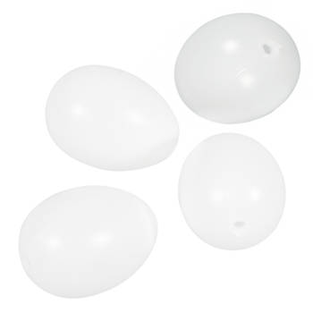 Witte plastic paaseieren 4 stuks 10 cm - Feestdecoratievoorwerp