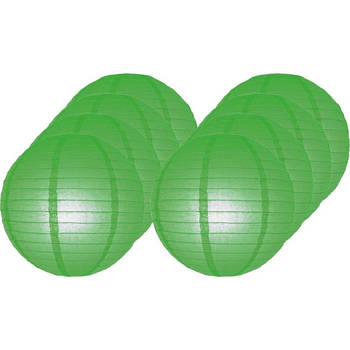 8x Groene lampionnen rond 25 cm - Feestlampionnen