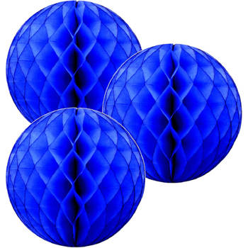 3 blauwe papieren kerstballen 10 cm - Feestdecoratievoorwerp