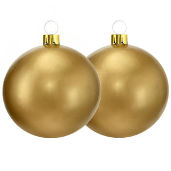 Christmas Decoration mega kerstballen - 2x - 45 cm -goud - opblaasbaar - Opblaasfiguren