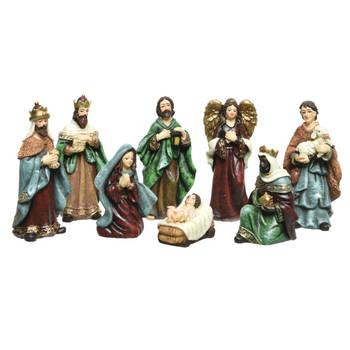 Decoris kerststalbeelden - set 8x stuks - tot 9 cm - polyresin - Kerststallen