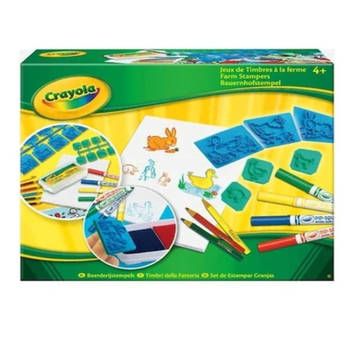 Crayola Boerderijstempels - 10 grote stempels -10 kleine stempels - 8 krijtjes - stempelkussen - papier