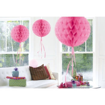3 stuks decoratie ballen licht roze 30 cm - Hangdecoratie