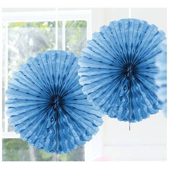 3x Honeycomb waaiers licht blauw 45 cm - Hangdecoratie