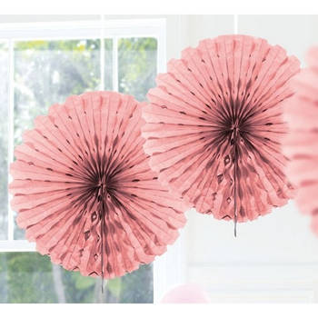 3x Honeycomb waaiers roze 45 cm - Hangdecoratie