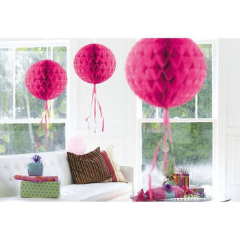 3 stuks decoratie ballen fel roze 30 cm - Hangdecoratie