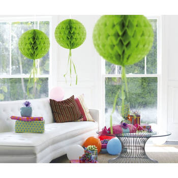 3x stuks Honeycomb ballen lime groen 30 cm - Hangdecoratie