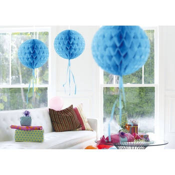 3 stuks decoratie ballen baby blauw 30 cm - Hangdecoratie