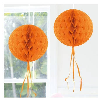 3x Honeycomb ballen oranje 30 cm - Hangdecoratie
