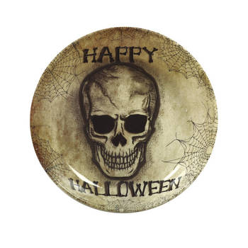 Halloween trick or treat snoepschaal - doodshoofd - kunststof - 32 cm - Feestdeurdecoraties