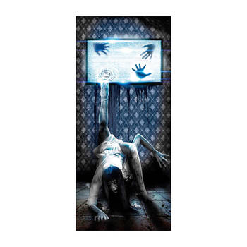 Fiestas Horror deur scenesetter/deurposter - Geest uit tv - Halloween thema versiering - 180 x 80 cm - Feestdeurdecorati