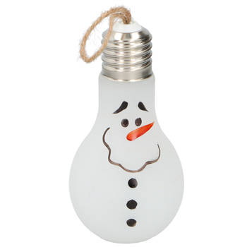 1x Kerst LED lampjes sneeuwpop/sneeuwman 18 cm - Feestdecoratievoorwerp
