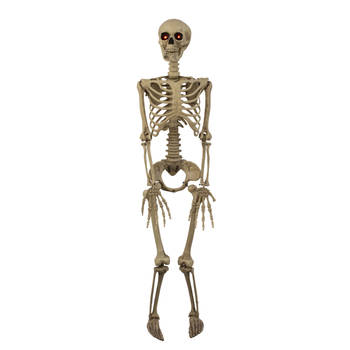 Halloween/horror thema hang decoratie skelet - met LED licht ogen - griezel pop - 90 cm - Feestdecoratievoorwerp