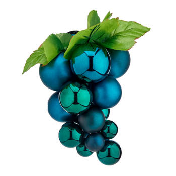 Krist+ decoratie druiventros - blauw - kunststof - 20 cm - Feestdecoratievoorwerp