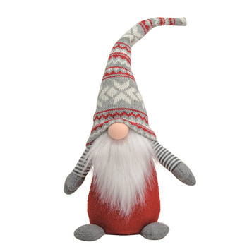 Pluche gnome/dwerg decoratie pop/knuffel rood/grijs mannetje 45 cm - Kerstman pop