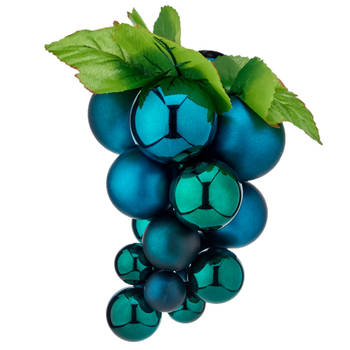 Krist+ decoratie druiventros - blauw - kunststof - 28 cm - Feestdecoratievoorwerp