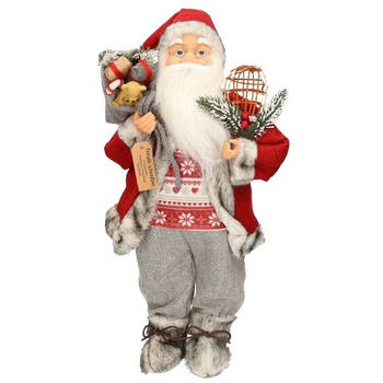 Staande Kerstman decoratie pop 46 cm - Kerstman pop