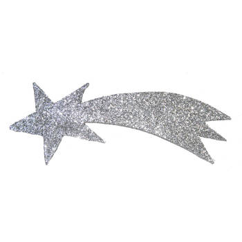 Zilveren glitter vallende ster voor aan de kerststal 31 cm - Feestdecoratievoorwerp