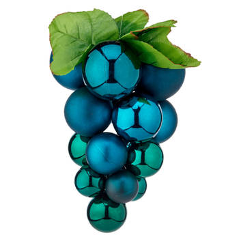 Krist+ decoratie druiventros - blauw - kunststof - 33 cm - Feestdecoratievoorwerp