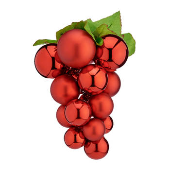 Krist+ decoratie druiventros - rood - kunststof - 33 cm - Feestdecoratievoorwerp