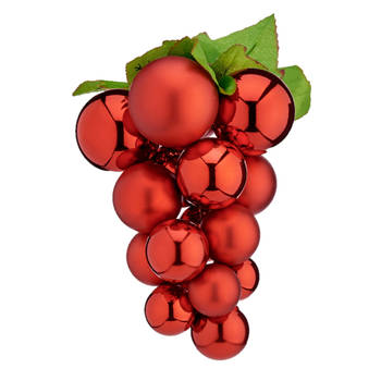 Krist+ decoratie druiventros - rood - kunststof - 25 cm - Feestdecoratievoorwerp