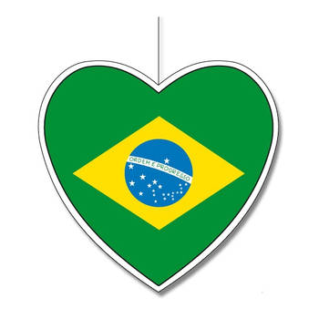 3x Brazilie hangdecoratie harten 28 cm - Feestdecoratievoorwerp