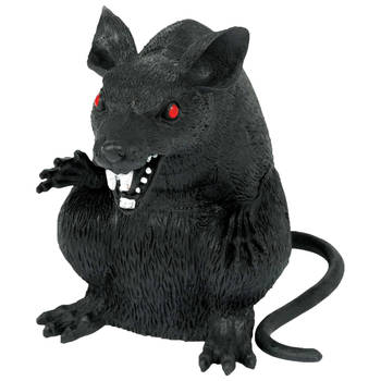 Fiestas nep rat 23 x 18 cm - zwart -A Horror/griezel thema decoratie dieren - Feestdecoratievoorwerp