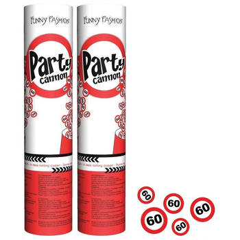 2x stuks party poppers confetti kanon 60 jaar - Confetti