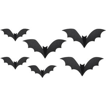 PartyDeco Halloween thema hangende vleermuizen - 6x - zwart - papier - 19-29 cm - Hangdecoratie