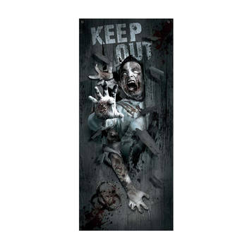 Fiestas Horror deur scenesetter/deurposter - zombie - Halloween thema versiering - 180 x 80 cm - Feestdeurdecoraties