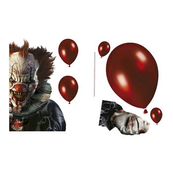 Fiestas Horror raamstickers terror clown - 30 x 40 cm - herbruikbaar - Halloween thema decoratie/versiering - Feeststick