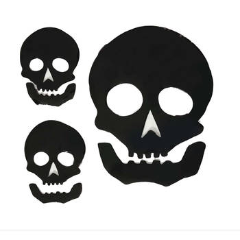 Horror gel raamstickers doodskoppen - 20 x 20 cm - zwart - Halloween thema decoratie/versiering - Feeststickers
