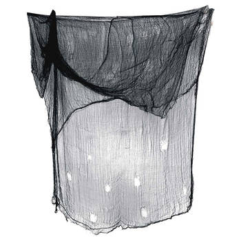 Horror/halloween deco wand/plafond gordijn stof - zwart - 200 x 500 cm - griezel uitstraling - Feestdeurgordijnen