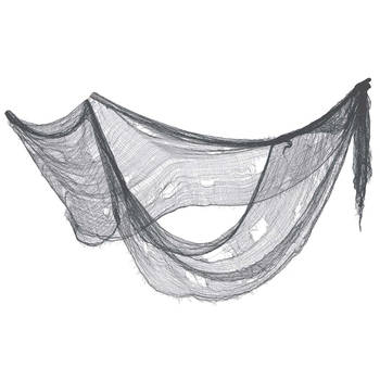 Horror/halloween deco wand/plafond gordijn stof - grijs - 76 x 228 cm - griezel uitstraling - Feestdeurgordijnen