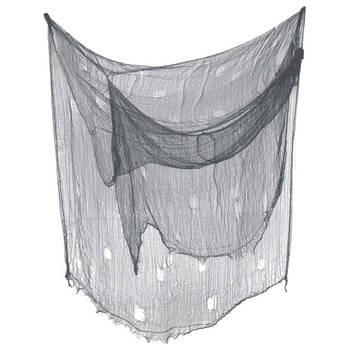 Horror/halloween deco wand/plafond gordijn stof - grijs - 200 x 500 cm - griezel uitstraling - Feestdeurgordijnen