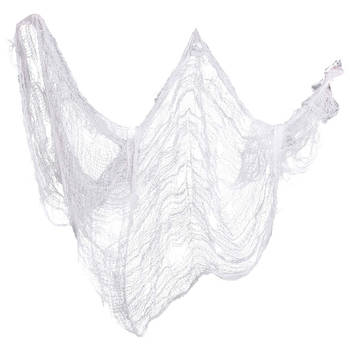 Horror/halloween deco wand/plafond gordijn stof - wit - 76 x 228 cm - griezel uitstraling - Feestdeurgordijnen
