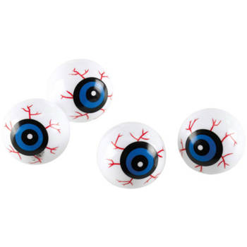 Halloween oogballen - 6x - wit/blauw - 3 cm - kunststof - Feestdecoratievoorwerp