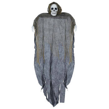 Halloween/horror thema hang decoratie Skelet/Zombie - met gescheurde kleding - griezel pop - 120 cm - Feestdecoratievoor